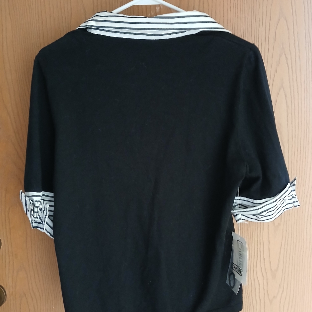 Carlisle Black Blouse with Striped Accents - Picture 4 of 4
